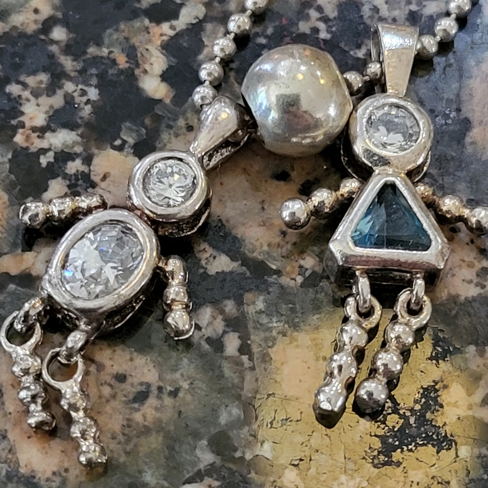 Sterling Silver Birthstone Boy & Girl Charm Chain & Pendant - Picture 6 of 9